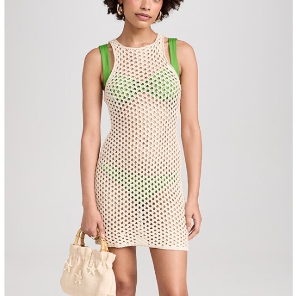 MINKPINK swim cover up Balmy Crochet Knit Mini Dress